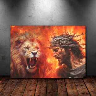 Lion's Roar Jesus' Grace Lion of Judah and Jesus Christ Canvas Poster Wall Art