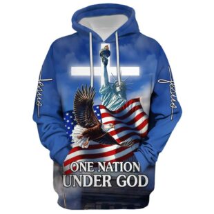 One Nation Under God American Flag Hoodie - 3D Printed Hoodie - Christmas Gift