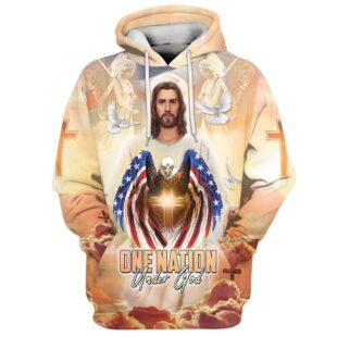 One Nation Under God Hoodie Jesus Dove And Angles Hoodies Jesus Hoodie - Christmas Gift