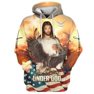 One Nation under God Jesus Eagle Cross Hoodies Jesus Hoodie 3D Printed Hoodie - Christmas Gift