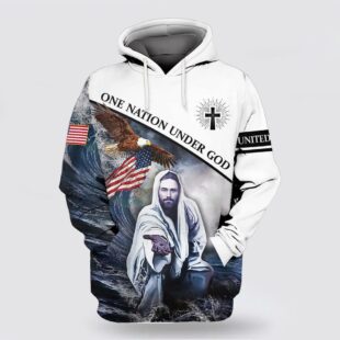 Patriot Eagle Flag One Nation Under God Jesus Cross 3d Hoodies For Women Men - Christmas Gift