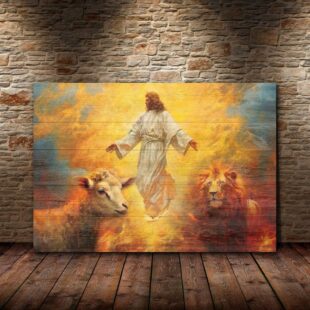 The Lamb The Lion The Savior Majestic Canvas Poster Wall Art